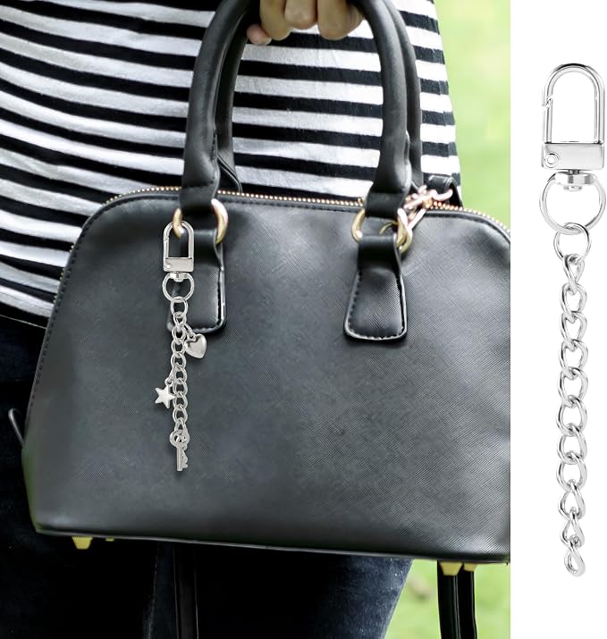 20pcs Silver Keychain Making Kit, Key Ring Swivel Snap Hook Chains, Alloy - Image 5