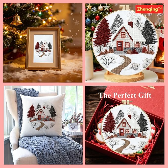 Zhenqing Winter Cabin Stamped Cross Stitch Kit - Image 7