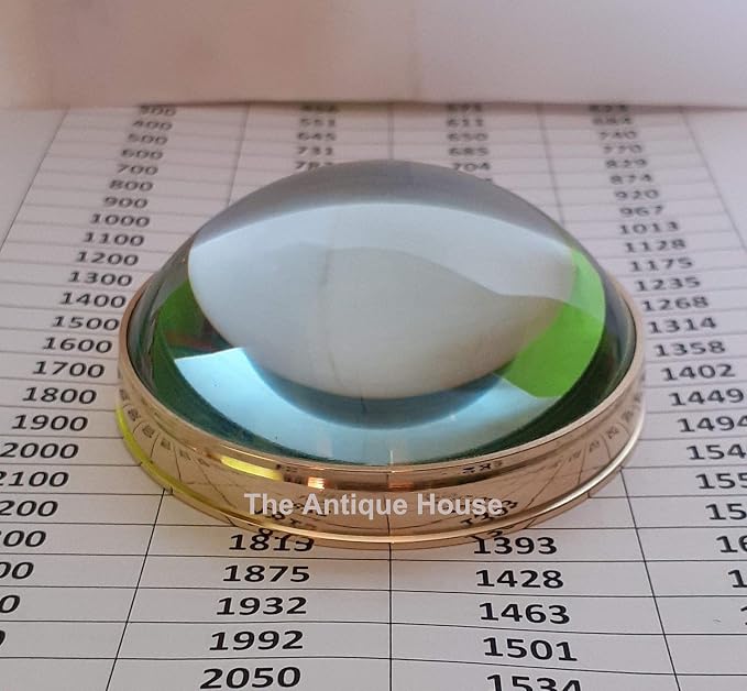Vintage Solid Brass Desk Magnifying Glass Chart Paper Reader Weight Magnifier - Image 3
