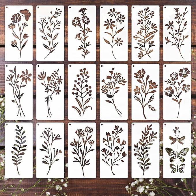 Flower Stencils for Painting, Floral Drawing Templates for Wood Wall Canvas by Felixcraft-DIYDreamscape