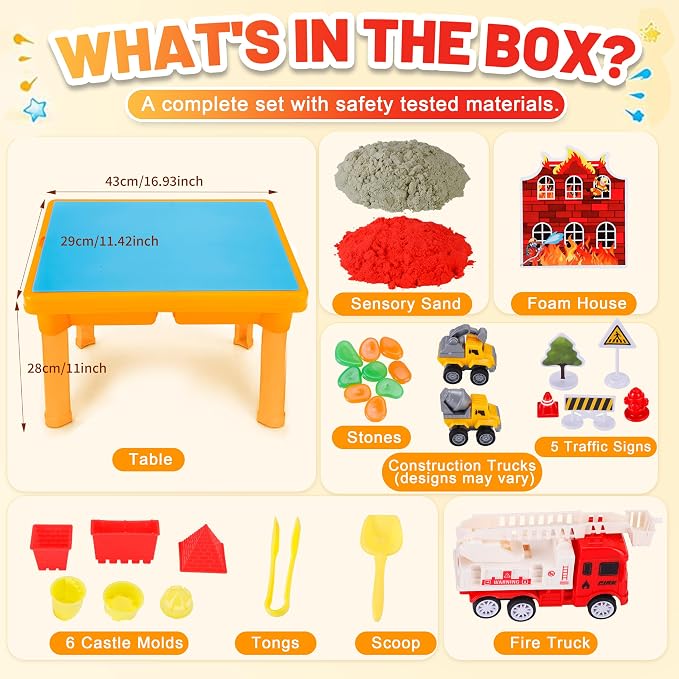 Carolart Construction Water & Sand Table, 2 in 1 Sensory Table Gift | - Image 5