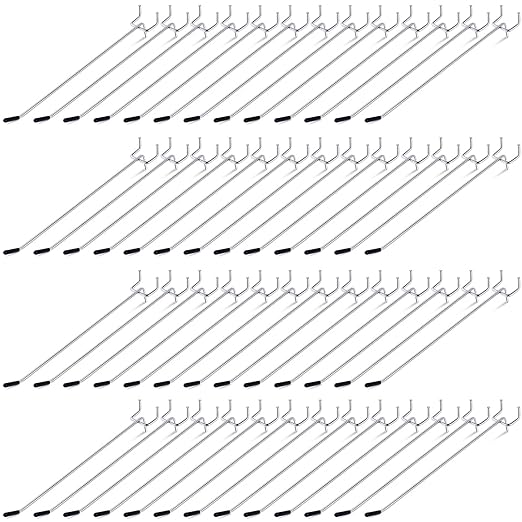Moxweyeni 100 Pcs Pegboard Hooks Peg Board Organizer Accessories Holders Hanging Stainless Steel Display Wall Hooks for 1/8 and 1/4 Pegboard Wall for Garage Storage Tools(8 Inch)