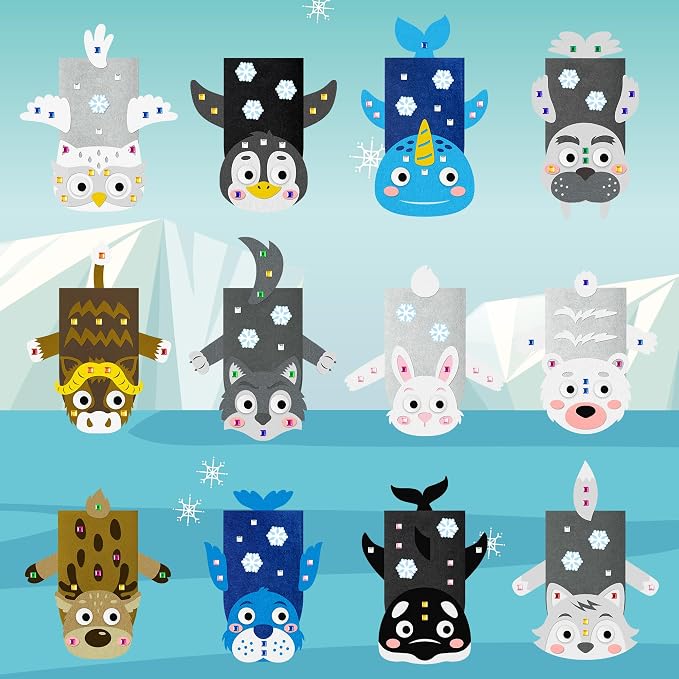 WATINC 12 Pcs Hand Puppet Making Kit, Art Craft Felt Sock Puppet Toys, Creative - Image 4