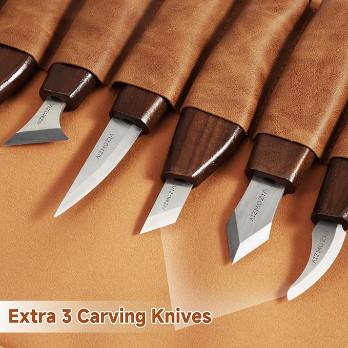 Wood Carving Kit, Professional Whittling Knife Set, Wooden Hand Knives - Image 3