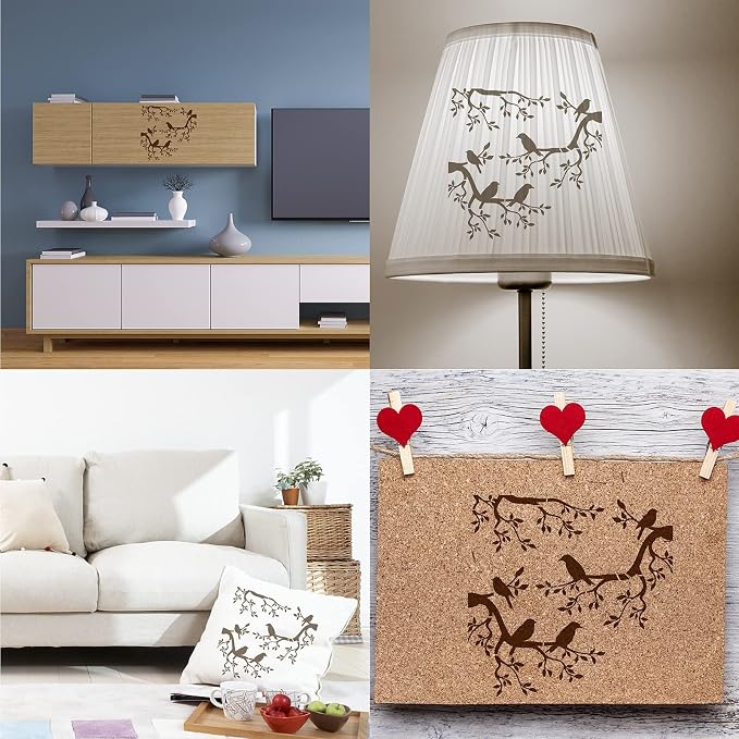 GORGECRAFT Tree Stencil Template Bird Large 11.8x11.8 Inch Reusable Birds on - Image 7