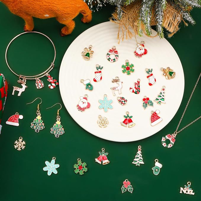 SANNIX 110Pcs/55 Pairs Holiday Charms, Fall Halloween Thanksgiving Christmas | - Image 3