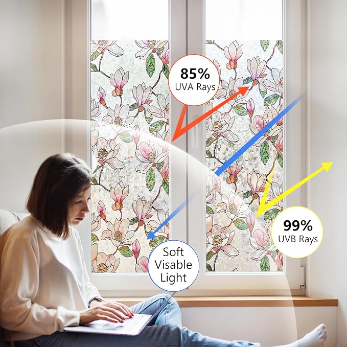 Ranzdn Window Privacy Film, Stained Glass, Static Cling, 35.4" x 78.7" | No - Image 3