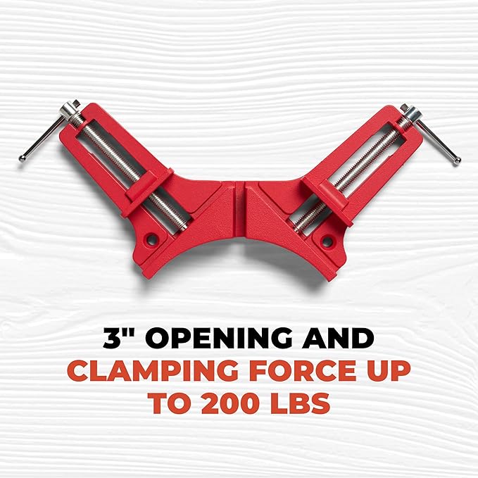 Right Angle Wood Clamp - Home Improvement Hand Tool - Premium Clamp Set with 45 Degree Cutting Guide Slot - 2 Pack