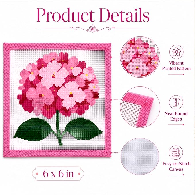 Zplontya Needlepoint Canvas Kit Include 3PCS Flower Printed Patterns Bound - Image 4