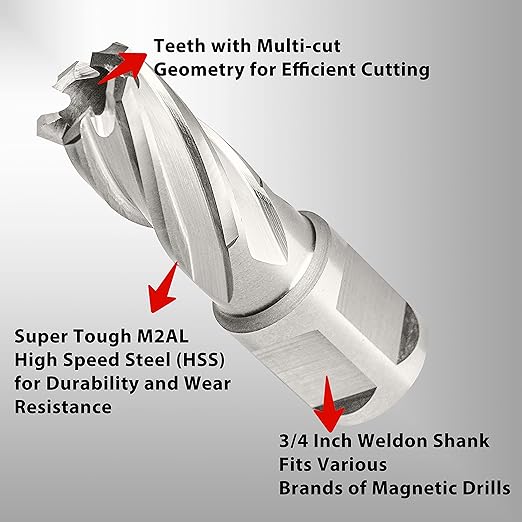 S&F STEAD & FAST Annular Cutter, 5/8" Diameter x 1" Depth of Cut for Magnetic Drill Press