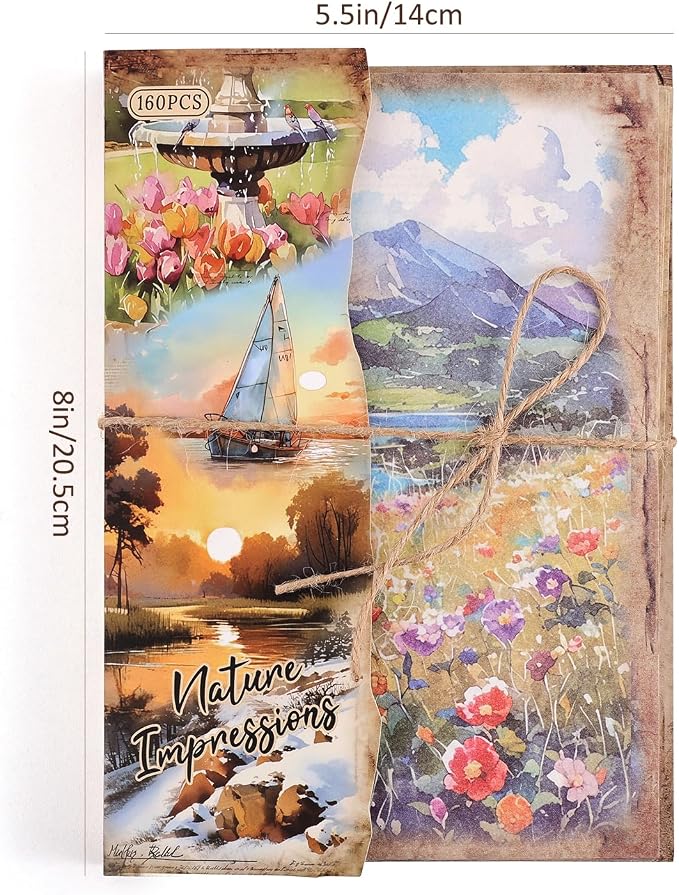 160 Sheets Vintage Scrapbook Paper Set - Image 6