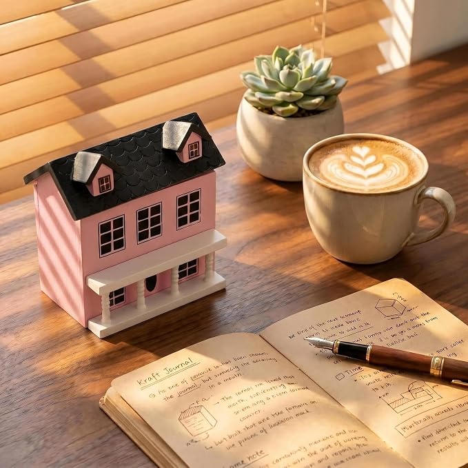 Miniature Villa Model Wooden Tiny House Compact Dollhouse Mini House Storage - Image 5