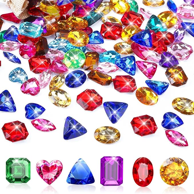 MARFOREVER 100 Pcs Toys Gems Pirate Treasure Jewels Fake Acrylic Gems Colorful by MARFOREVER