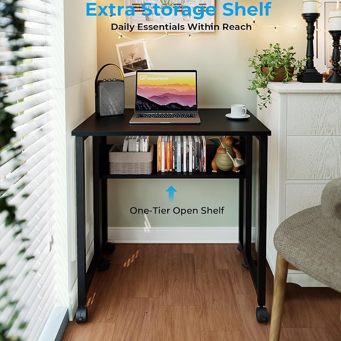 GreenForest Folding Desk with Wheels, 24.8" Rolling Table - Image 5