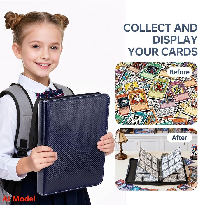 9 Pocket Card Binder, Premium Zip Trading Top Loader Binder, 720 Double Sided - Image 6