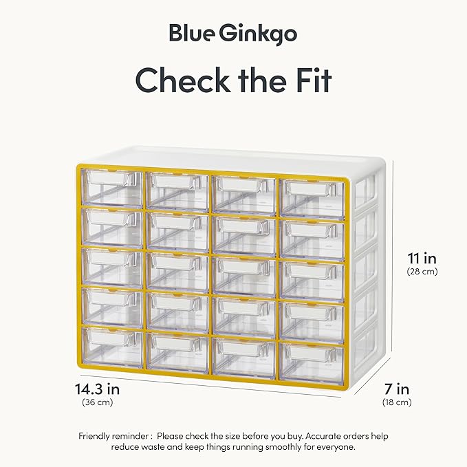 Blue Ginkgo Small 20-Drawer Cabinet – Stackable Clear Organizer - Image 2