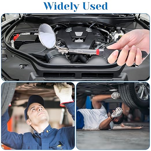 Telescoping Inspection Mirror 360 Rotation Inspection Mirrors Circular Extendable Mirror with Extended Handle Checking Observation Tool for Technicians Mechanics Inspectors