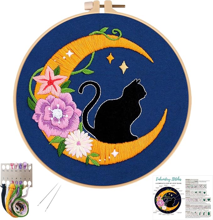 Louise Maelys Cat Moon Embroidery Kit by LouiseMaelys