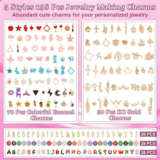 Modacraft 475 Pcs Gold Charms Lip Gloss Keychain Making Kit - Image 2