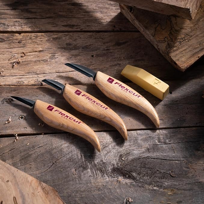Flexcut Wood Carving Knives | Starter Set of 3 Woodcarving Knives | 1095 High - Image 6