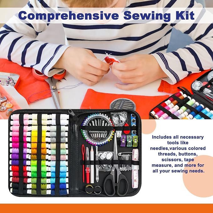 JUNING Sewing Kit with Black Case Portable Sewing Supplies - Image 5