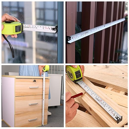 HAUTMEC Tape Measure 16ft with Dual Scale Metric and Imperial 1/8 Fractions Measuring Tape Compact Economical for Home DIY Renovations Crafting Quick Fixes HT0314-TM