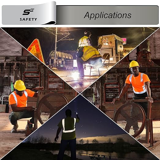 sesafety Hi Visibility Shirts for Men, Safety Shirts with Reflective Strips Class 2, Hi Vis Construction Work Shirt with Pocket Orange 3XL