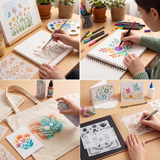 WSICSE 40 Pieces Flower Stencils - Image 4