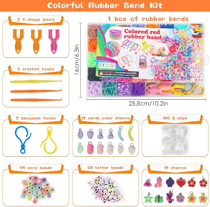 3000+ Rubber Band Bracelet Kit, Colorful Loom Bracelet Making Kit - Image 3