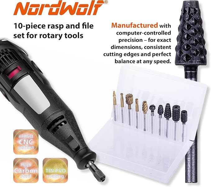 NordWolf 10-Piece Wood Carving Rasp Files Set - Image 2