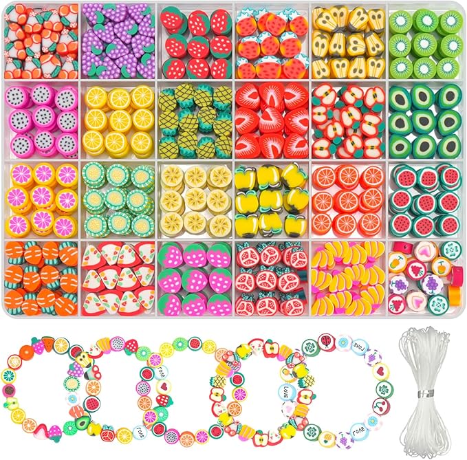 Gionlion Fruit Polymer Clay Beads Bracelet Making Kit, Colorful Clay Beads by Gionlion