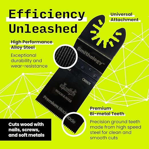 Smithology 20PCS Universal Metal/Wood Oscillating Saw Blades Combo Pack – 4 Bi-Metal Blades, 12 Standard Blades, 4 Japanese Tooth Blades