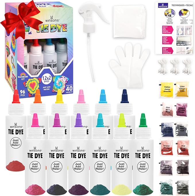 12 Colors Tie Dye Kit, Tie Dye Set by WINSONS