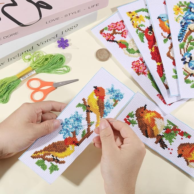 ORIGACH 6 Set Birds Cross Stitch Bookmark Kit - Image 3