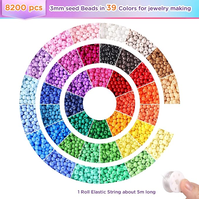 Funtopia 3mm Seed Beads Uniform, 39 Colors 8200pcs Small Beads - Image 4