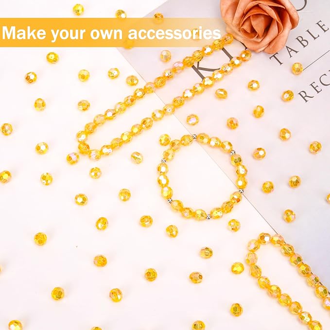 BONNY BOXX 500pcs 8mm Acrylic Faceted Round Crystal Beads Transparent Orange AB - Image 3