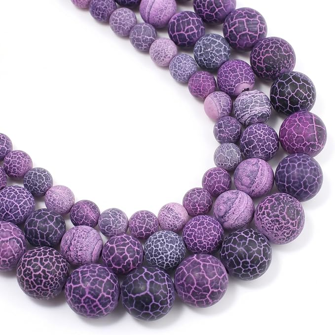 36pcs Natural Matte Purple Oxidized Gemstone Beads，10mm Frosted Round Loose by Yochus