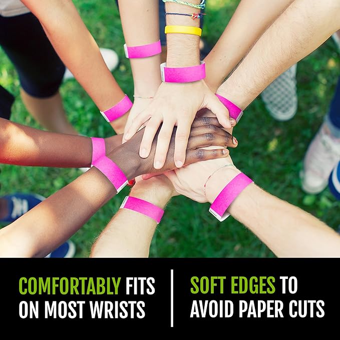 10,000 WristCo Neon Pink Tyvek Wristbands for Events - Tamper-Proof Design & Fluorescent Color Prevent Reuse Premium-Grade Bracelets for Hospital & Medical ID, Party & VIP Identification