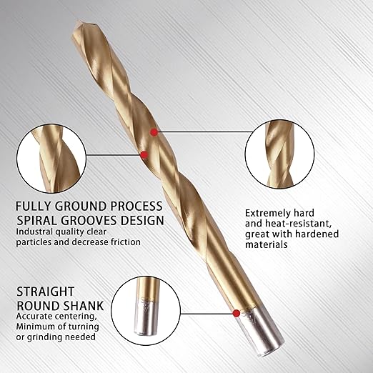 230 Pcs Drill Bit Set, 135° Tip Titanium Coated High Speed Steel, Twist Drill Bit Kit for Iron, Aluminum Alloy, Copper, Wood, Plastic, with Hard Storage Indexed Box 3/64''-1/2''