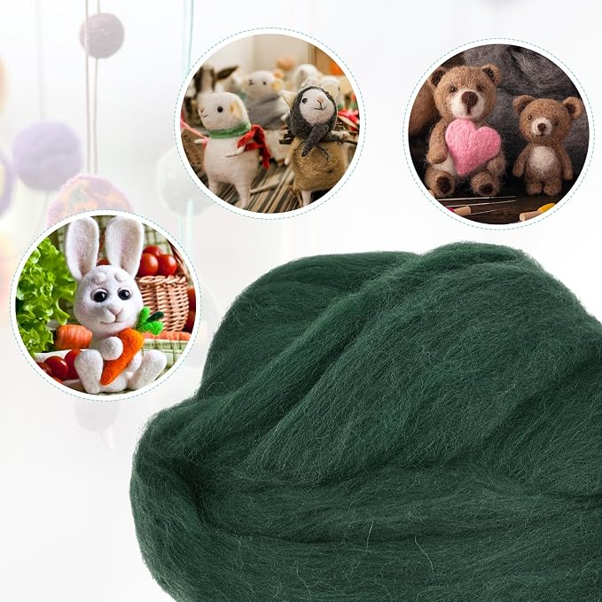 uxcell Needle Felting Wool, 3.5 Oz Nature Fibre Wool Yarn Roving - Image 4