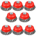 4" Wire Wheel for Angle Grinder, 8PCS Twisted Knotted Wire Brush for Grinder 5/8 Inch-11 Threaded Arbor, 0.02" Carbon Steel Angle Grinder Wire Wheel for Deep Sanding, Heavy Rust Paint.(8)
