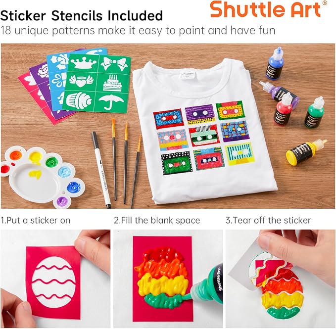 Shuttle Art Fabric Paint Set, 45 Colors 3D Permanent Paint - Image 5