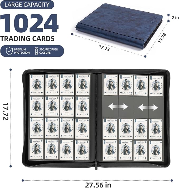Card Binder 16 Pocket, Premium 1024 Double Sided Pocket Collection Binder - Image 3