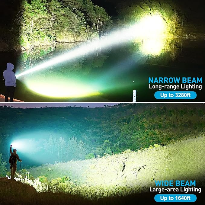 Flashlights High Lumens Rechargeable 2 Pack, Super Bright 99000 Lumens Led Flashlights with 5 Light Modes, Powerful Handheld Flash Light for Home Camping Eɱergencies, IPX6 Waterproof