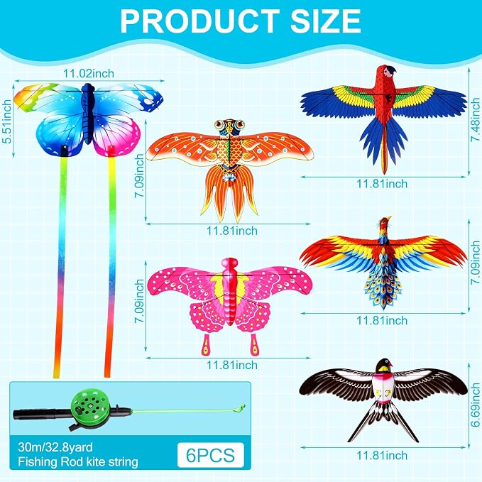Simgoing 6 Pcs Mini Fishing Rod Kite - Image 2