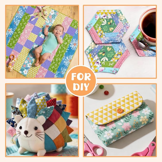 Aubliss 50pcs 100% Cotton Fabric Bundle 10" x 10" PreCut Fat Squares Sheets - Image 4