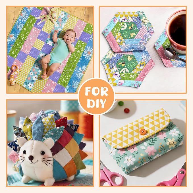 Aubliss 50pcs 100% Cotton Fabric Bundle 8" x 8" PreCut Fat Squares Sheets - Image 4