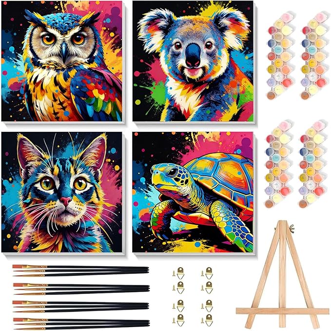 4 Pack Paint by Numbers Kit for Kids by Arttoplus