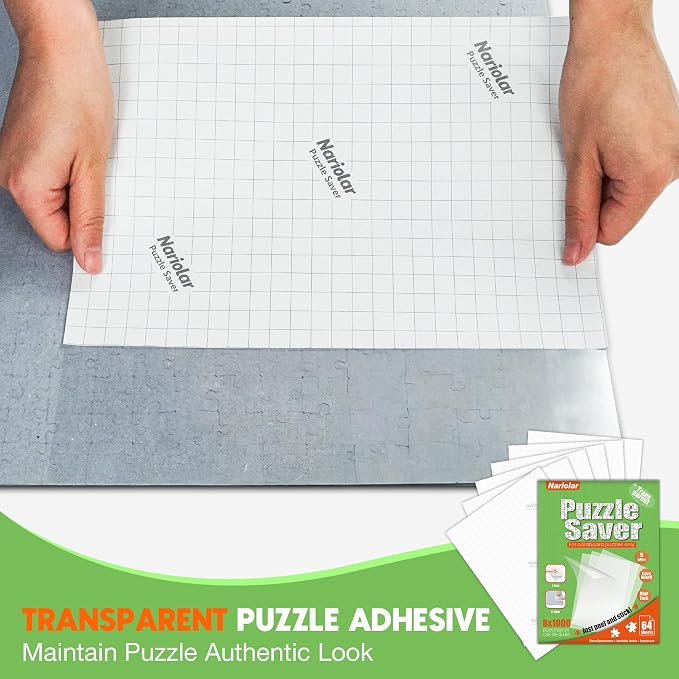 Nariolar Ultra-Adhesion Transparent Puzzle Glue Sheets, 64 Puzzle Saver Sheets - Image 2