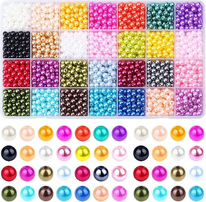 1960PCS Pearl Beads, 6mm 28 Colors Multicolor Loose Pearls by anezus